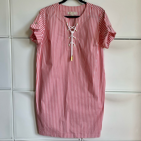 MICHAEL Michael Kors Dresses & Skirts - Brand new - Michael Kors Cotton Dress Red / White striped Sz L